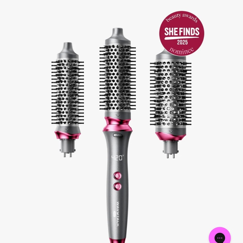 Wavytalk Pro Curling Brush Set W/ Carrying Case - 3 Detachable Brush Sizes NWB